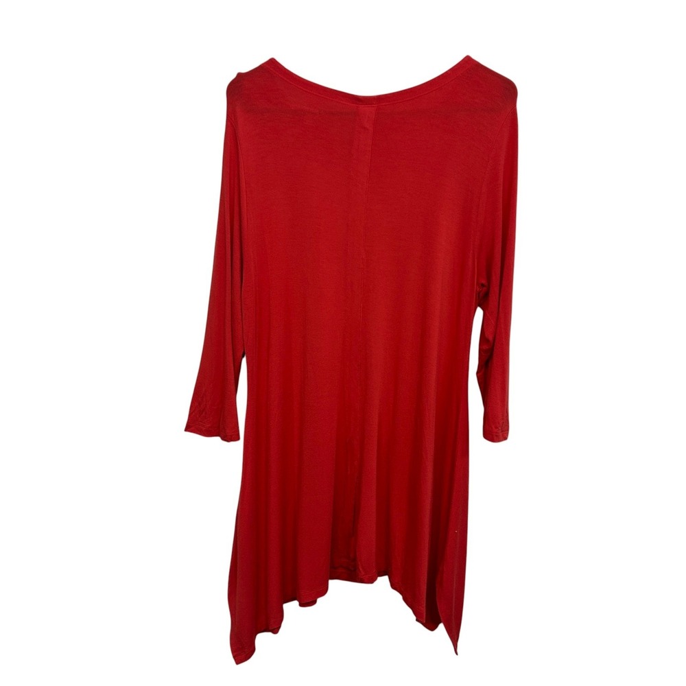 Soft Surroundings Red Shirt Dress Large Minimalist Costal Flowy Asymmetrical Hem - Picture 10 of 11
